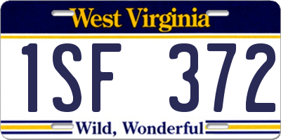 WV license plate 1SF372