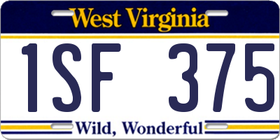 WV license plate 1SF375