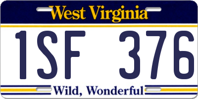 WV license plate 1SF376