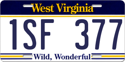WV license plate 1SF377