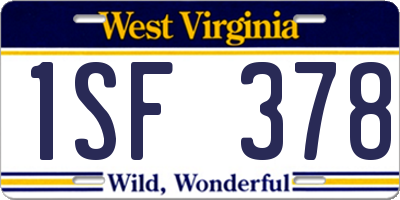 WV license plate 1SF378