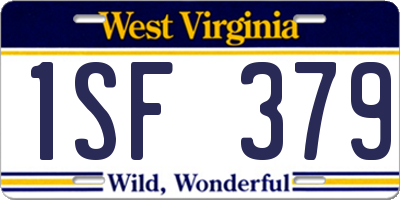 WV license plate 1SF379