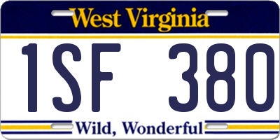 WV license plate 1SF380