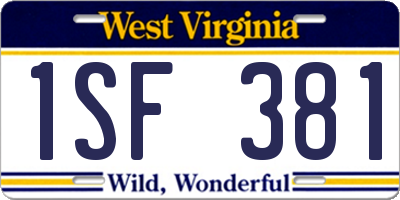 WV license plate 1SF381