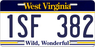 WV license plate 1SF382