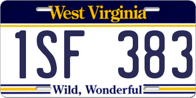 WV license plate 1SF383
