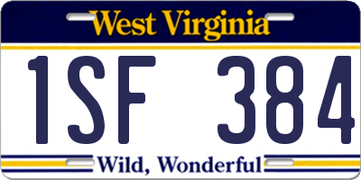 WV license plate 1SF384