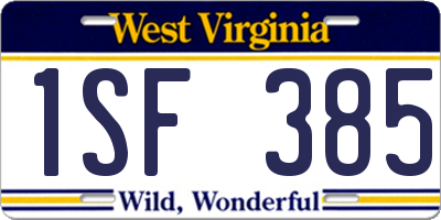 WV license plate 1SF385