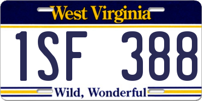 WV license plate 1SF388