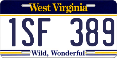 WV license plate 1SF389
