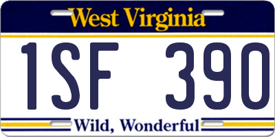 WV license plate 1SF390