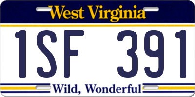 WV license plate 1SF391