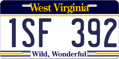 WV license plate 1SF392