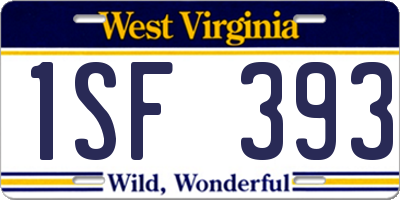 WV license plate 1SF393
