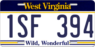 WV license plate 1SF394