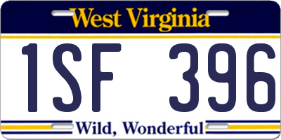 WV license plate 1SF396