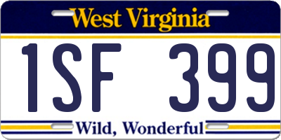 WV license plate 1SF399