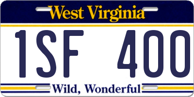 WV license plate 1SF400