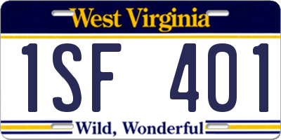 WV license plate 1SF401