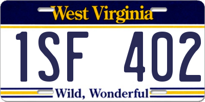 WV license plate 1SF402