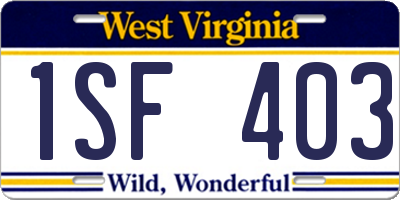WV license plate 1SF403