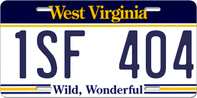 WV license plate 1SF404