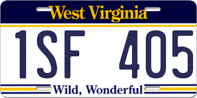 WV license plate 1SF405