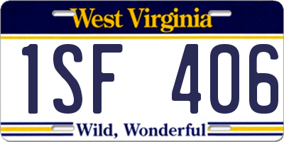 WV license plate 1SF406
