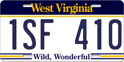 WV license plate 1SF410