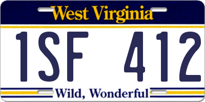 WV license plate 1SF412