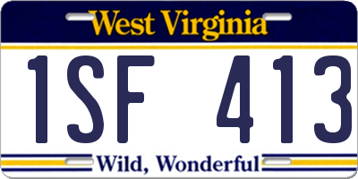 WV license plate 1SF413