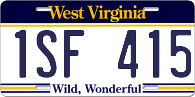 WV license plate 1SF415