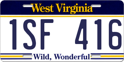 WV license plate 1SF416