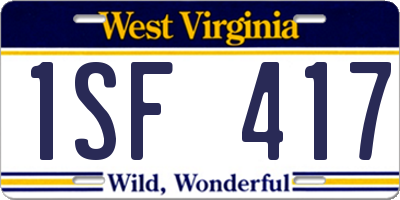 WV license plate 1SF417