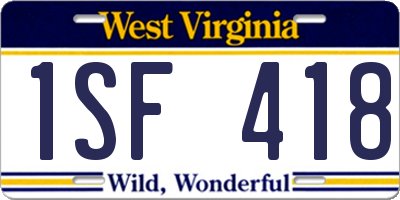 WV license plate 1SF418
