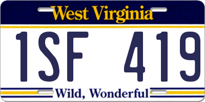 WV license plate 1SF419