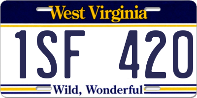 WV license plate 1SF420