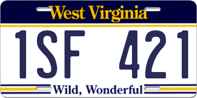 WV license plate 1SF421