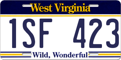 WV license plate 1SF423