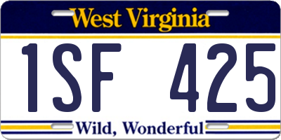 WV license plate 1SF425