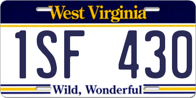 WV license plate 1SF430