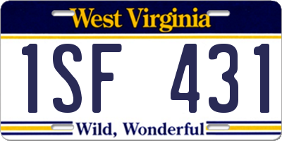 WV license plate 1SF431