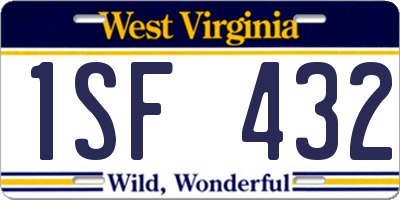 WV license plate 1SF432