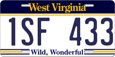 WV license plate 1SF433