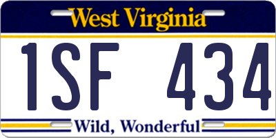 WV license plate 1SF434