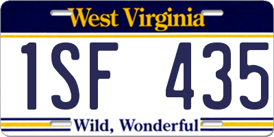 WV license plate 1SF435