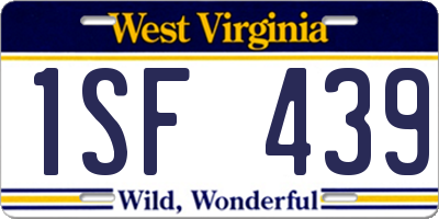 WV license plate 1SF439