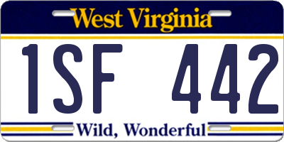 WV license plate 1SF442