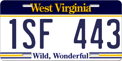 WV license plate 1SF443