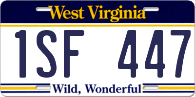 WV license plate 1SF447